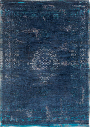 Louis de Pootere Fading World Medallion 100% PET Poly Mechanically Woven Jacquard Flatweave Traditional / Oriental Rug Blue Night 9'2" x 12'10"