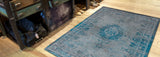 Louis de Pootere Fading World Medallion 100% PET Poly Mechanically Woven Jacquard Flatweave Traditional / Oriental Rug Grey Turquoise 9'2" x 12'10"