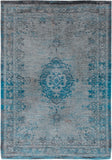 Louis de Pootere Fading World Medallion 100% PET Poly Mechanically Woven Jacquard Flatweave Traditional / Oriental Rug Grey Turquoise 9'2" x 12'10"