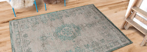Louis de Pootere Fading World Medallion 100% PET Poly Mechanically Woven Jacquard Flatweave Traditional / Oriental Rug Jade Oyster 9'2" x 12'10"