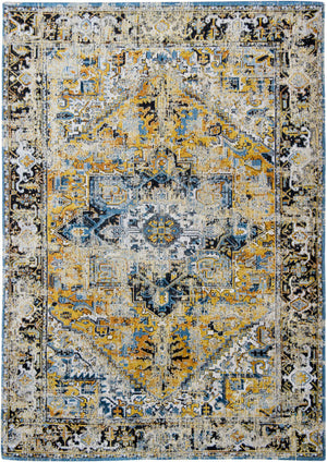 Louis de Pootere Antiquarian Heriz 100% PET Poly Mechanically Woven Jacquard Flatweave Traditional / Oriental Rug Amir Gold 9'2" x 12'10"
