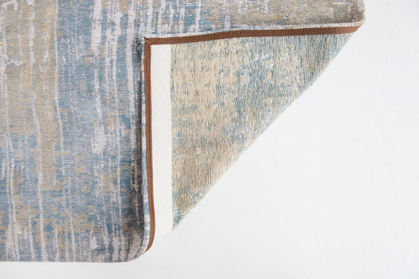 Louis de Pootere Atlantic Streaks 100% PET Poly Mechanically Woven Jacquard Flatweave Contemporary / Modern Rug Long Island Blu 7'10"