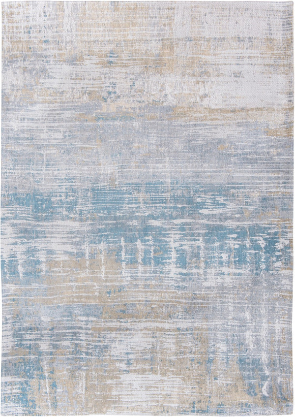 Louis de Pootere Atlantic Streaks 100% PET Poly Mechanically Woven Jacquard Flatweave Contemporary / Modern Rug Long Island Blu 7'10"
