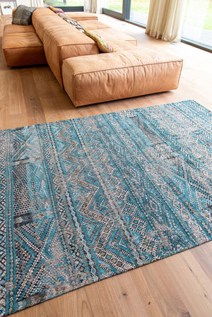 Louis de Pootere Antiquarian Kilim 100% PET Poly Mechanically Woven Jacquard Flatweave Traditional / Oriental Rug Zemmuri Blue 9'2" x 12'10"