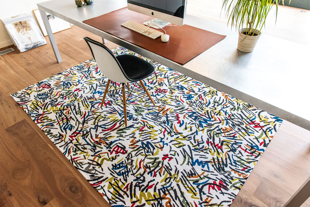 Louis de Pootere Gallery Graffito 100% PET Poly Mechanically Woven Jacquard Flatweave Abstract Rug Street Graph 7'10"