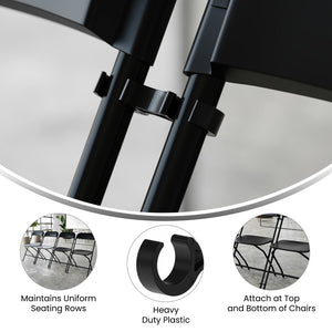 English Elm Lowe Ganging Clips Set of 2 – Durable Plastic Chair Connectors for Neat, Professional Seating Arrangements Black LE-3-W-BK-GANG-GG