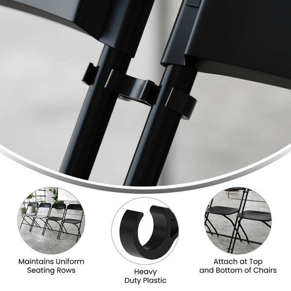 English Elm Lowe Ganging Clips Set of 2 – Durable Plastic Chair Connectors for Neat, Professional Seating Arrangements Black LE-3-W-BK-GANG-GG