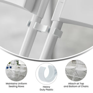 English Elm Lowe Ganging Clips Set of 2 – Durable Plastic Chair Connectors for Neat, Professional Seating Arrangements White LE-3-W-WHITE-GANG-GG