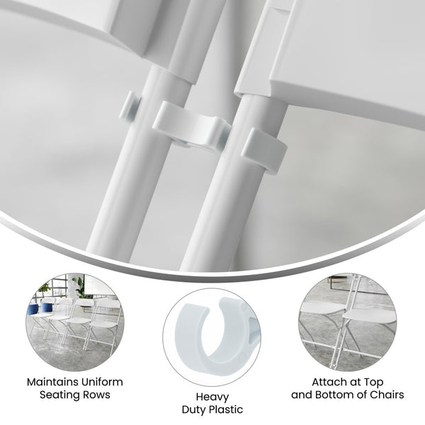 English Elm Lowe Ganging Clips Set of 2 – Durable Plastic Chair Connectors for Neat, Professional Seating Arrangements White LE-3-W-WHITE-GANG-GG
