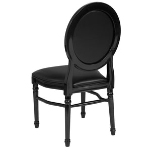 English Elm HERCULES King Louis Chair with Tufted Back - Elegant, Sturdy Design for Dining, Events & Offices Black Vinyl/Black Frame LE-B-B-T-MON-GG