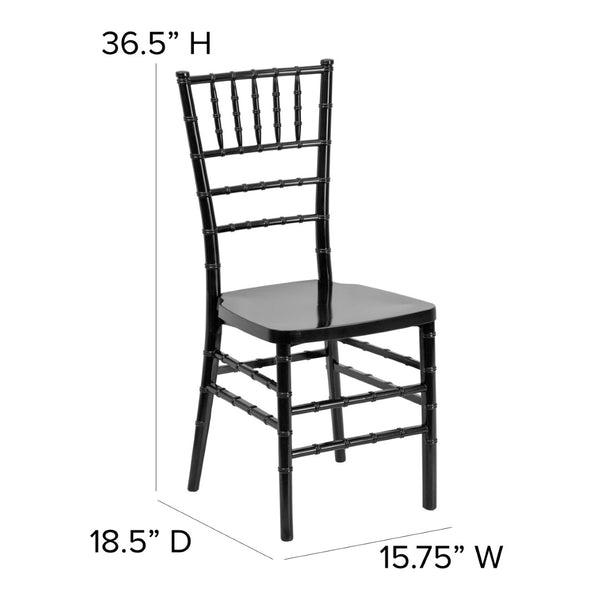 English Elm HERCULES Premium Stacking Chiavari Chair - Elegant Resin Seating for Weddings, Events & Rentals Black LE-BLACK-GG