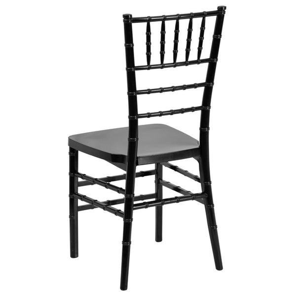 English Elm HERCULES Premium Stacking Chiavari Chair - Elegant Resin Seating for Weddings, Events & Rentals Black LE-BLACK-GG
