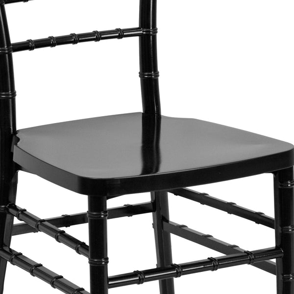 English Elm HERCULES Premium Stacking Chiavari Chair - Elegant Resin Seating for Weddings, Events & Rentals Black LE-BLACK-GG