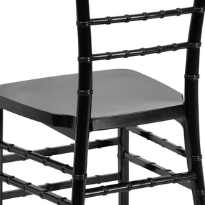 English Elm HERCULES Premium Stacking Chiavari Chair - Elegant Resin Seating for Weddings, Events & Rentals Black LE-BLACK-GG
