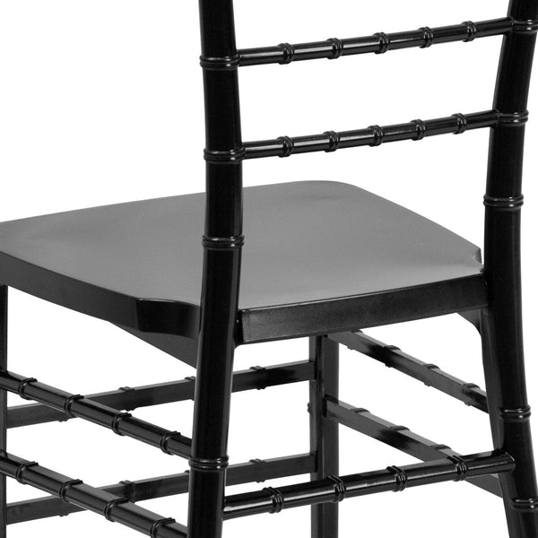English Elm HERCULES Premium Stacking Chiavari Chair - Elegant Resin Seating for Weddings, Events & Rentals Black LE-BLACK-GG