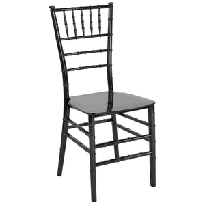 English Elm HERCULES Series Stacking Chiavari Chair - Elegant, Durable Seating for Events with Compact Storage Options Black LE-BLACK-M-GG