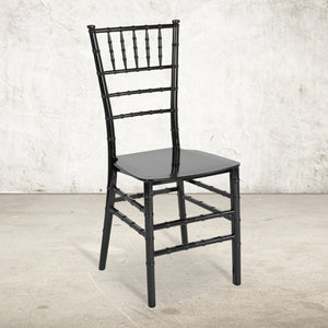 English Elm HERCULES Series Stacking Chiavari Chair - Elegant, Durable Seating for Events with Compact Storage Options Black LE-BLACK-M-GG