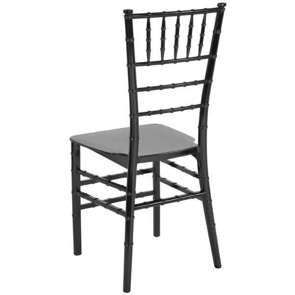 English Elm HERCULES Series Stacking Chiavari Chair - Elegant, Durable Seating for Events with Compact Storage Options Black LE-BLACK-M-GG