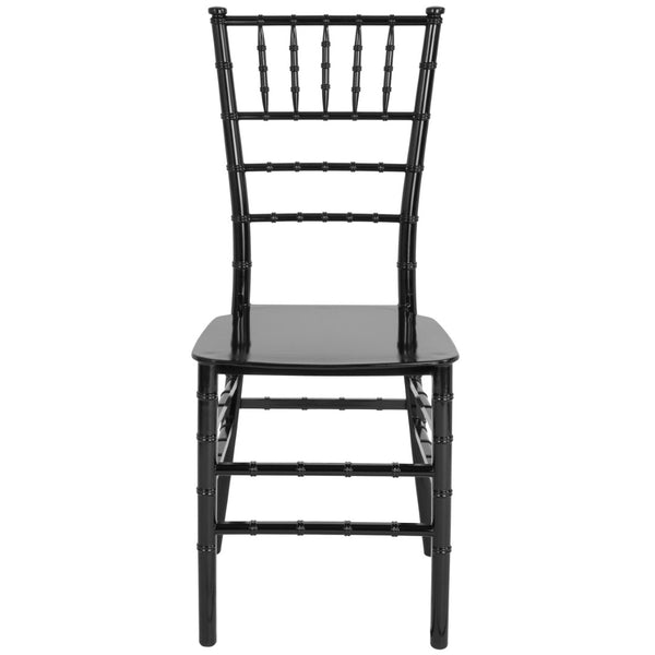 English Elm HERCULES Series Stacking Chiavari Chair - Elegant, Durable Seating for Events with Compact Storage Options Black LE-BLACK-M-GG