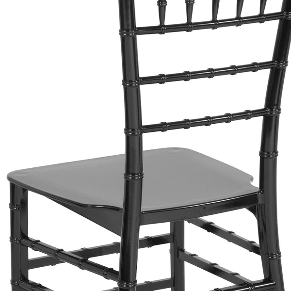 English Elm HERCULES Series Stacking Chiavari Chair - Elegant, Durable Seating for Events with Compact Storage Options Black LE-BLACK-M-GG