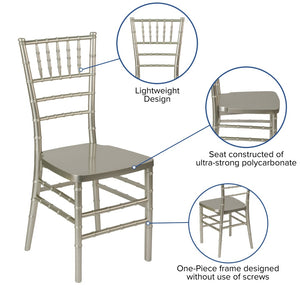 English Elm HERCULES Premium Stacking Chiavari Chair - Elegant Resin Seating for Weddings, Events & Rentals Champagne LE-CHAMP-GG