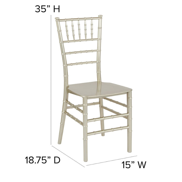 English Elm HERCULES Series Stacking Chiavari Chair - Elegant, Durable Seating for Events with Compact Storage Options Champagne LE-CHAMP-M-GG