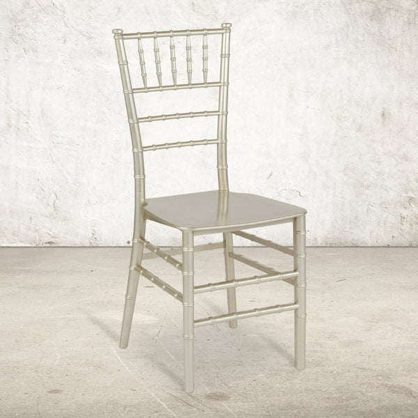 English Elm HERCULES Series Stacking Chiavari Chair - Elegant, Durable Seating for Events with Compact Storage Options Champagne LE-CHAMP-M-GG