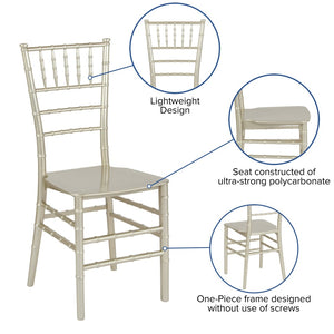 English Elm HERCULES Series Stacking Chiavari Chair - Elegant, Durable Seating for Events with Compact Storage Options Champagne LE-CHAMP-M-GG