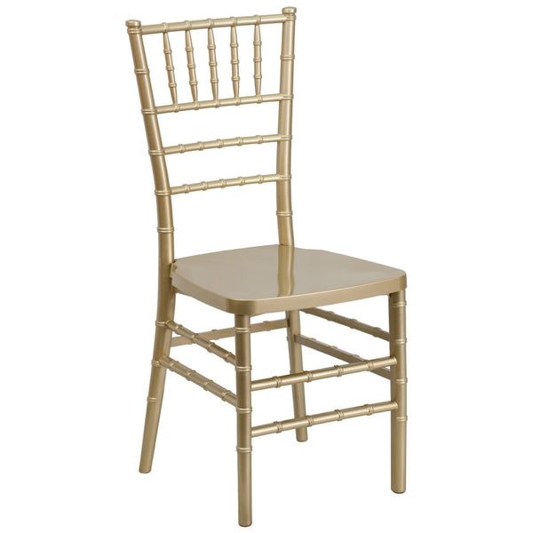 English Elm HERCULES Premium Stacking Chiavari Chair - Elegant Resin Seating for Weddings, Events & Rentals Gold LE-GOLD-GG