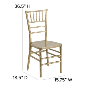 English Elm HERCULES Premium Stacking Chiavari Chair - Elegant Resin Seating for Weddings, Events & Rentals Gold LE-GOLD-GG