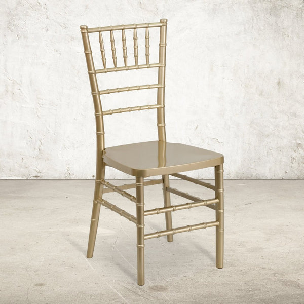 English Elm HERCULES Premium Stacking Chiavari Chair - Elegant Resin Seating for Weddings, Events & Rentals Gold LE-GOLD-GG