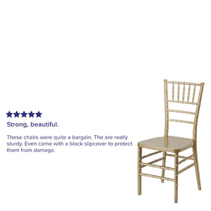 English Elm HERCULES Premium Stacking Chiavari Chair - Elegant Resin Seating for Weddings, Events & Rentals Gold LE-GOLD-GG