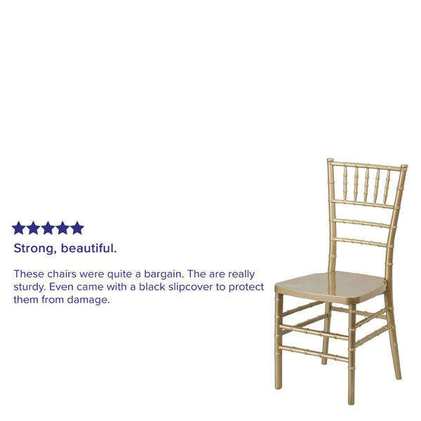 English Elm HERCULES Premium Stacking Chiavari Chair - Elegant Resin Seating for Weddings, Events & Rentals Gold LE-GOLD-GG