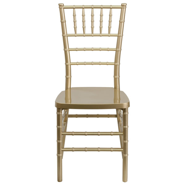 English Elm HERCULES Premium Stacking Chiavari Chair - Elegant Resin Seating for Weddings, Events & Rentals Gold LE-GOLD-GG
