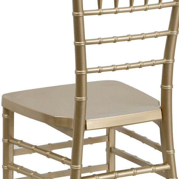 English Elm HERCULES Premium Stacking Chiavari Chair - Elegant Resin Seating for Weddings, Events & Rentals Gold LE-GOLD-GG