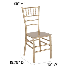 English Elm HERCULES Series Stacking Chiavari Chair - Elegant, Durable Seating for Events with Compact Storage Options Gold LE-GOLD-M-GG