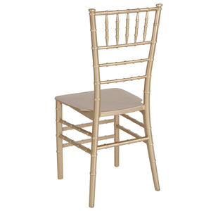 English Elm HERCULES Series Stacking Chiavari Chair - Elegant, Durable Seating for Events with Compact Storage Options Gold LE-GOLD-M-GG