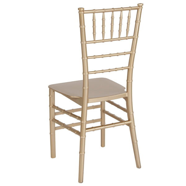 English Elm HERCULES Series Stacking Chiavari Chair - Elegant, Durable Seating for Events with Compact Storage Options Gold LE-GOLD-M-GG