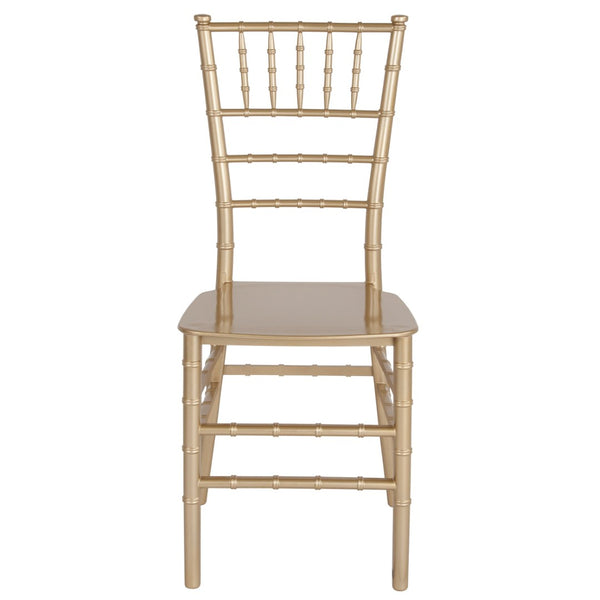 English Elm HERCULES Series Stacking Chiavari Chair - Elegant, Durable Seating for Events with Compact Storage Options Gold LE-GOLD-M-GG