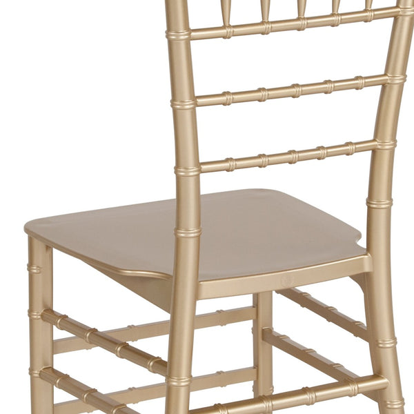 English Elm HERCULES Series Stacking Chiavari Chair - Elegant, Durable Seating for Events with Compact Storage Options Gold LE-GOLD-M-GG