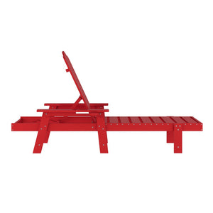 English Elm Sonora Commercial Grade Adjustable Adirondack Lounger with Cup Holder for Ultimate Comfort & Style Red LE-HMP-070-01-RED-GG