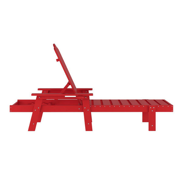 English Elm Sonora Commercial Grade Adjustable Adirondack Lounger with Cup Holder for Ultimate Comfort & Style Red LE-HMP-070-01-RED-GG