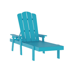 English Elm Sonora Commercial-Grade 3-Piece Adirondack Set with Adjustable Loungers and Side Table for Relaxation Blue LE-HMP-070-1035-BL-GG