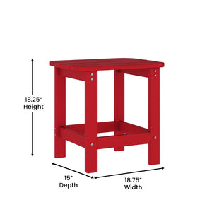 English Elm Sonora Commercial-Grade 3-Piece Adirondack Set with Adjustable Loungers and Side Table for Relaxation Red LE-HMP-070-1035-RD-GG