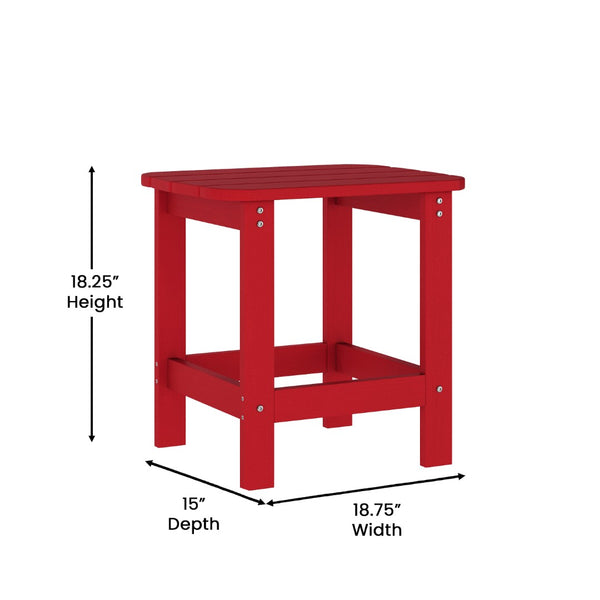 English Elm Sonora Commercial-Grade 3-Piece Adirondack Set with Adjustable Loungers and Side Table for Relaxation Red LE-HMP-070-1035-RD-GG