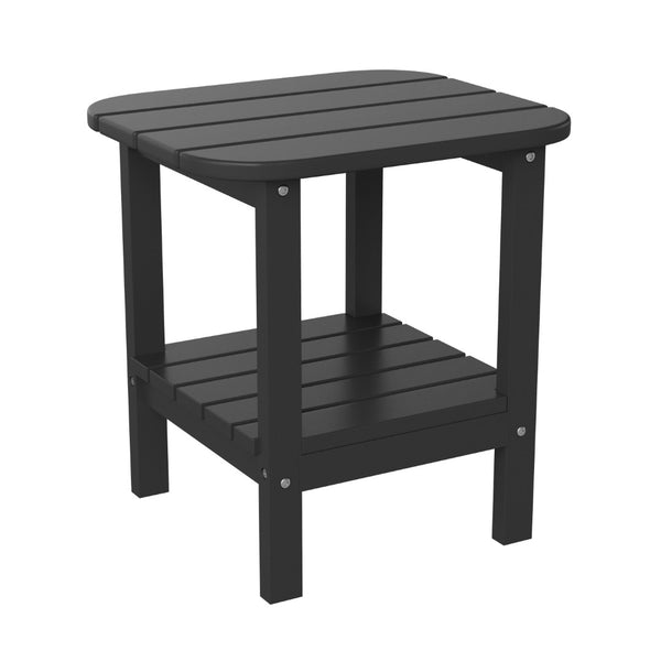 English Elm Newport HDPE 2-Tier Adirondack Side Table - Stylish All-Weather Accent for Indoor and Outdoor Spaces Black LE-HMP-1035-1517H-BK-GG