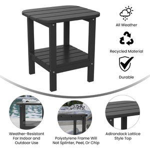 English Elm Newport HDPE 2-Tier Adirondack Side Table - Stylish All-Weather Accent for Indoor and Outdoor Spaces Black LE-HMP-1035-1517H-BK-GG