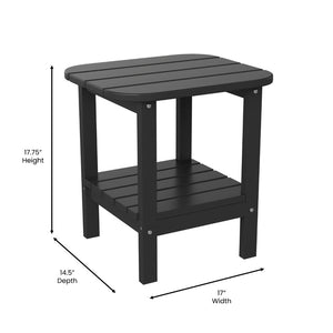 English Elm Newport HDPE 2-Tier Adirondack Side Table - Stylish All-Weather Accent for Indoor and Outdoor Spaces Black LE-HMP-1035-1517H-BK-GG