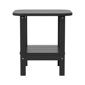 English Elm Newport HDPE 2-Tier Adirondack Side Table - Stylish All-Weather Accent for Indoor and Outdoor Spaces Black LE-HMP-1035-1517H-BK-GG