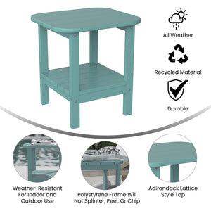 English Elm Newport HDPE 2-Tier Adirondack Side Table - Stylish All-Weather Accent for Indoor and Outdoor Spaces Blue LE-HMP-1035-1517H-BL-GG